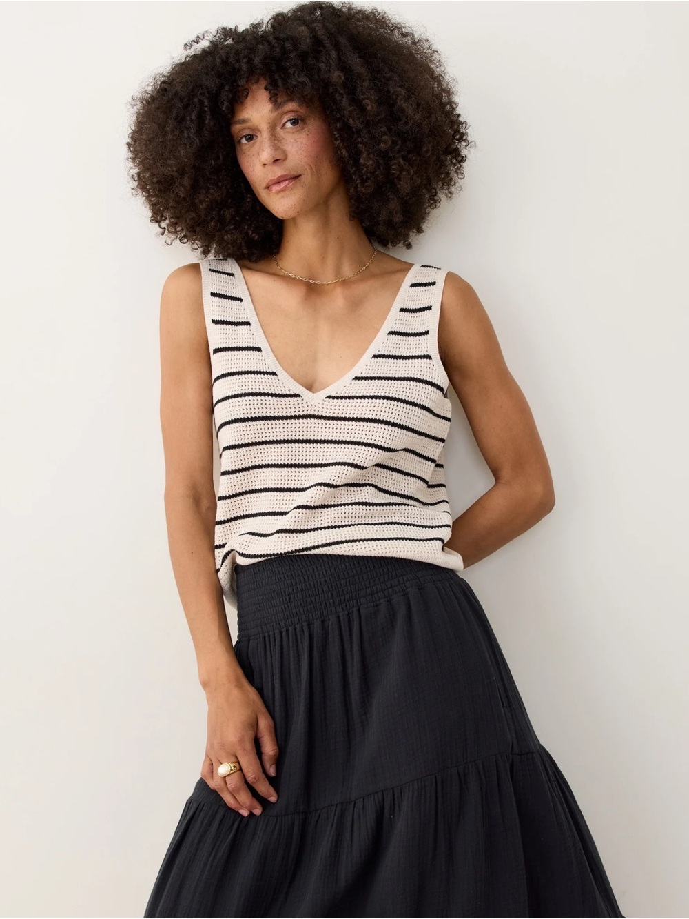 Marine Layer sweater tank - Cream & Black